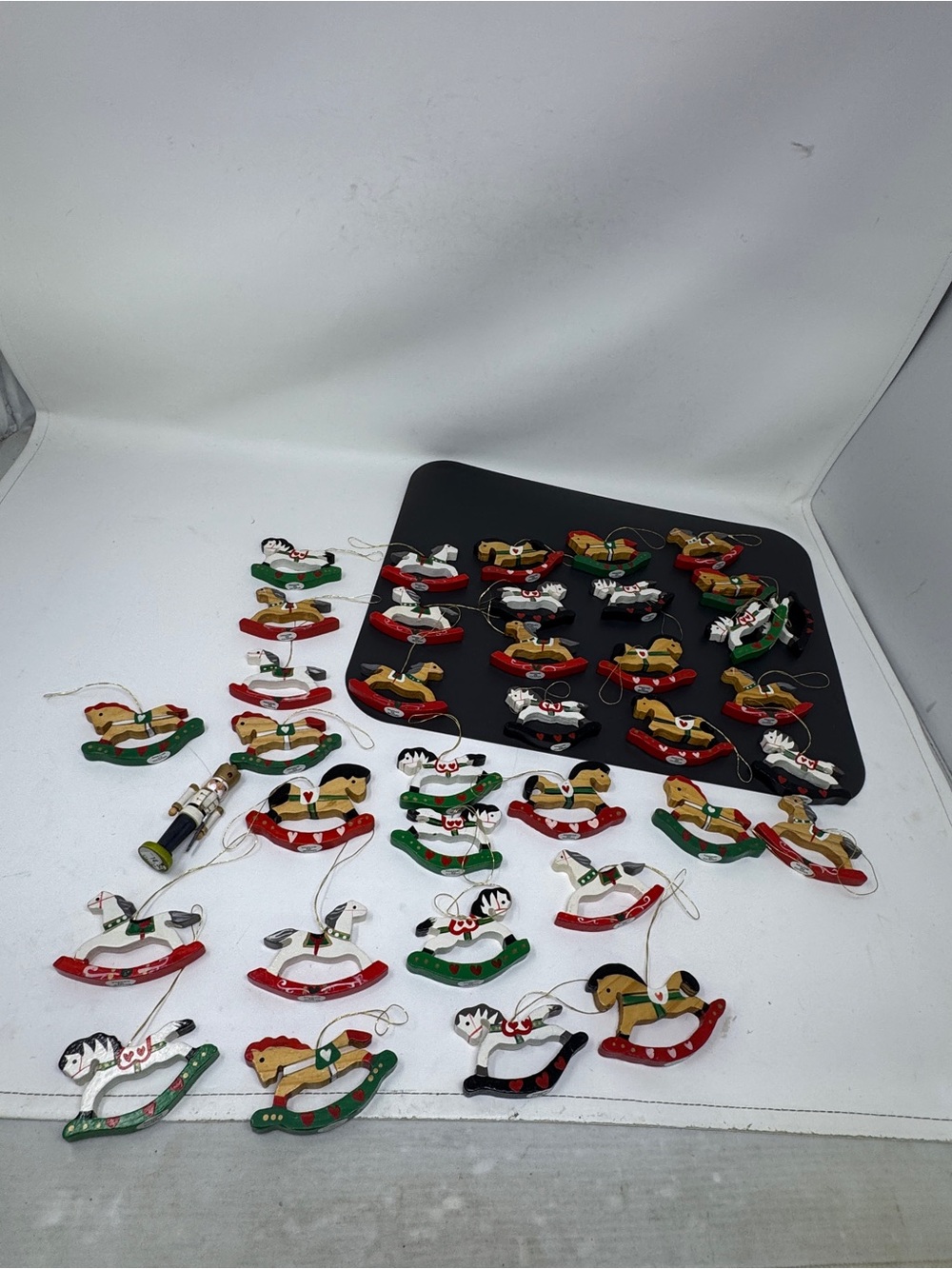 Vintage Christmas Ornaments wood rocking horses 36pcs